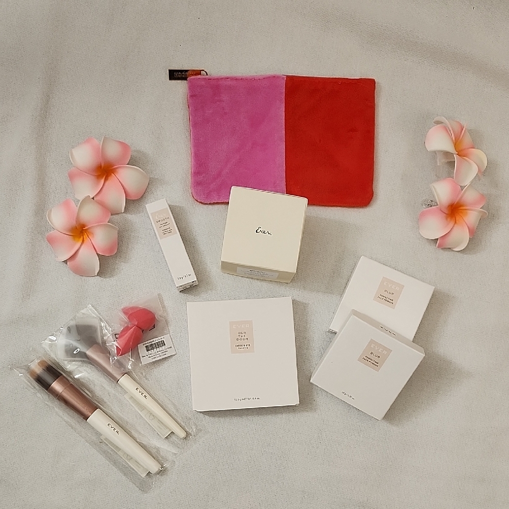 "EVER" Cosmetic Set with Pink and Red Ipsy Makeup Pouch